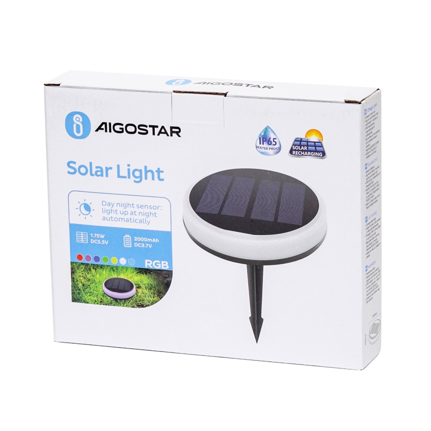 Aigostar - LED solcellelampe med RGB-farver LED/0,6W/3,7V IP65