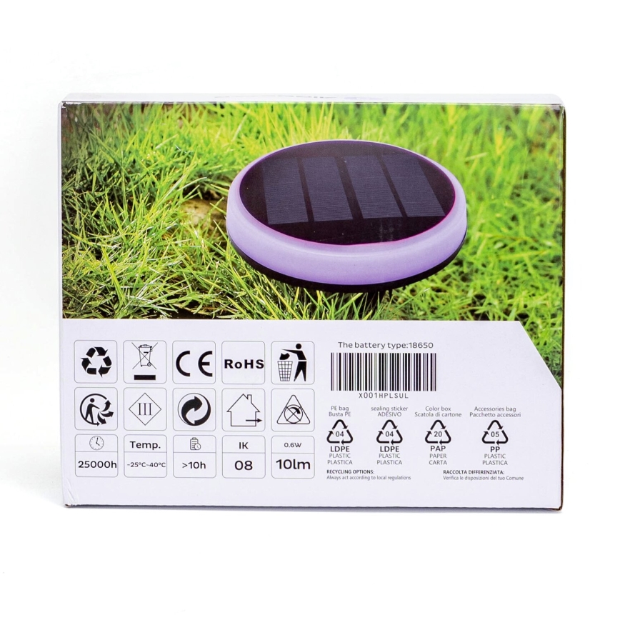 Aigostar - LED solcellelampe med RGB-farver LED/0,6W/3,7V IP65
