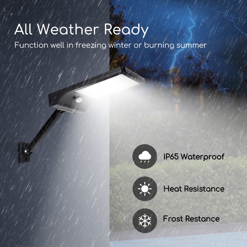 Aigostar - LED solcellelampe med sensor dæmpbar LED/2,3W/5,5V IP65 1800 mAh + fjernbetjening