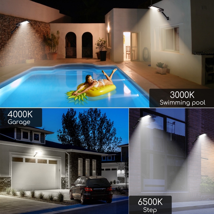 Aigostar - LED solcellelampe med sensor dæmpbar LED/2,3W/5,5V IP65 1800 mAh + fjernbetjening