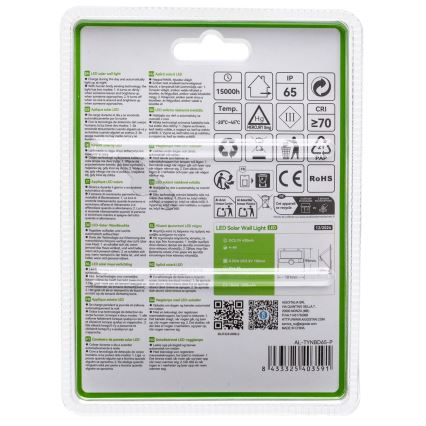 Aigostar - LED solcellelampe med sensor LED/3,7V 6500K 1200 mAh IP65 sort
