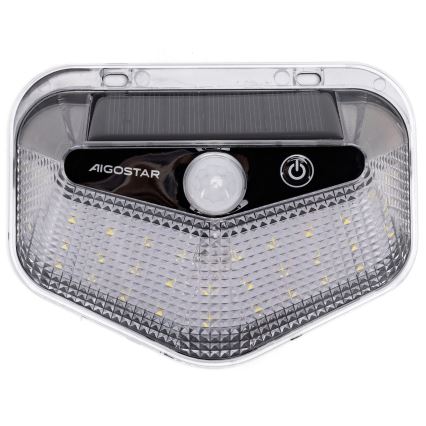 Aigostar - LED solcellelampe med sensor LED/3,7V 6500K 500 mAh IP65 sort