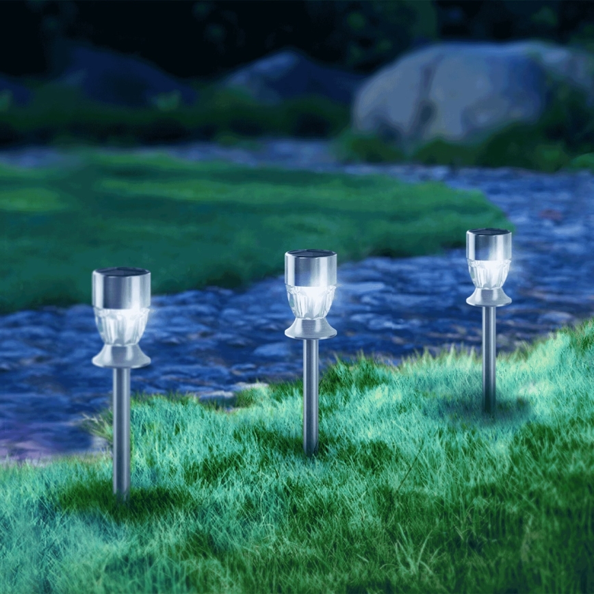Aigostar - LED solcellelampe RGB-farver LED/0,006W/1,2V 35,5 cm 100 mAh mat krom IP44