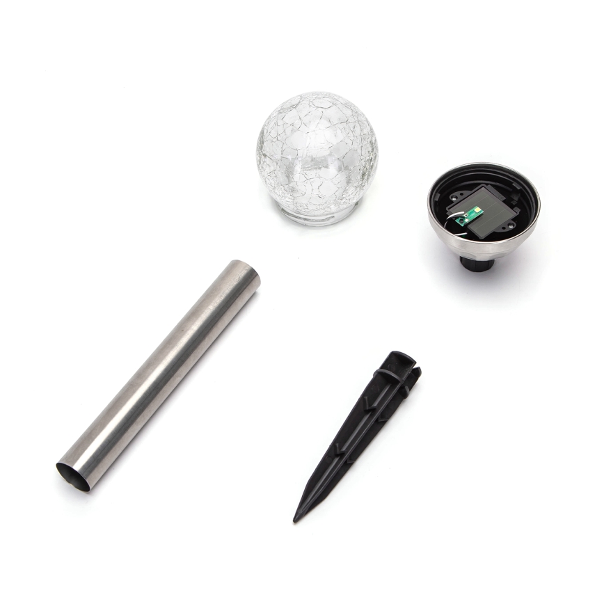 Aigostar - LED solcellelampe RGB-farver LED/0,006W/1,2V 37,8 cm 100 mAh mat krom IP44