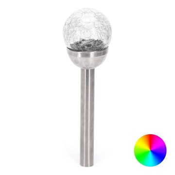 Aigostar - LED solcellelampe RGB-farver LED/0,006W/1,2V 37,8cm mat krom IP44