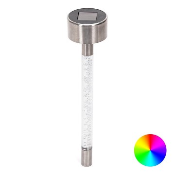 Aigostar - LED solcellelampe RGB-farver LED/0,006W/1,2V 40 mAh 36,7cm mat krom IP44
