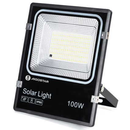 Aigostar - LED solcelleprojektør LED/100W/3,2V 2000mAh 3000K/4000K/6500K IP66 + fjernbetjening