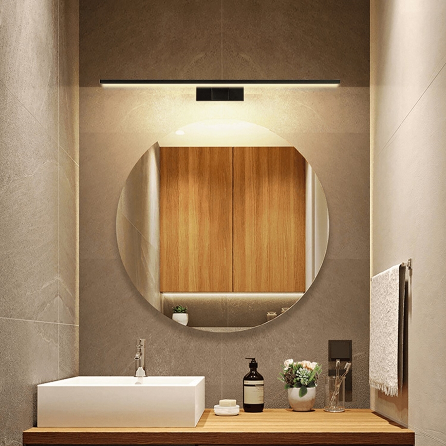 Aigostar - LED spejlbelysning til badeværelset, 12 W/230 V, 4000 K, 60 cm, IP44, sort