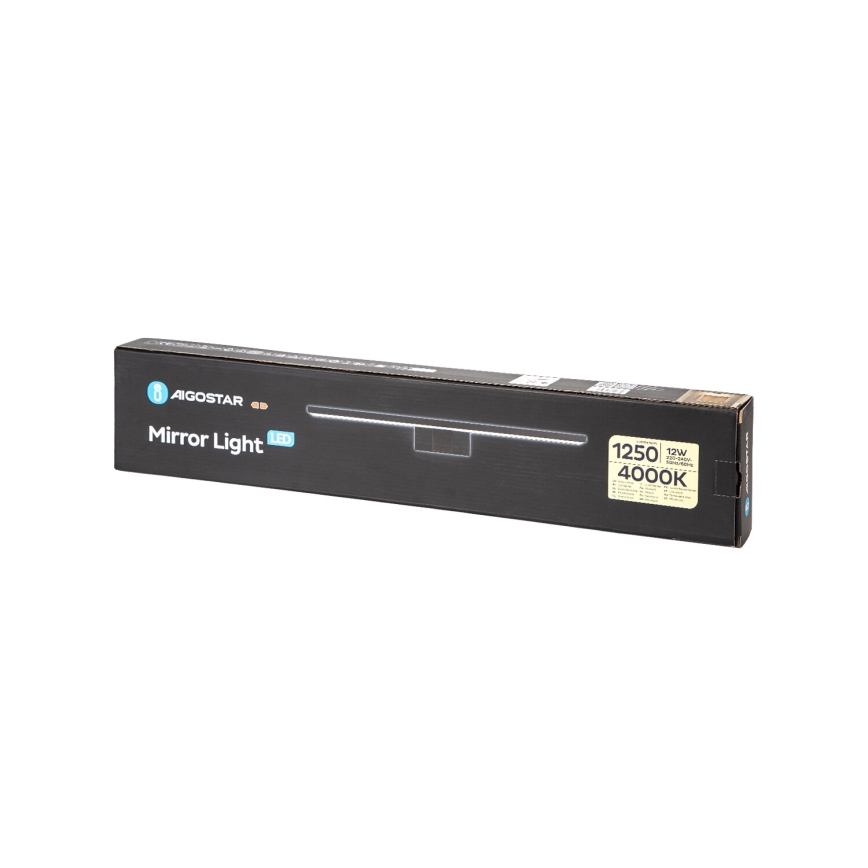 Aigostar - LED spejllampe til badeværelse LED/12W/230V 4000K 60 cm IP44 sort