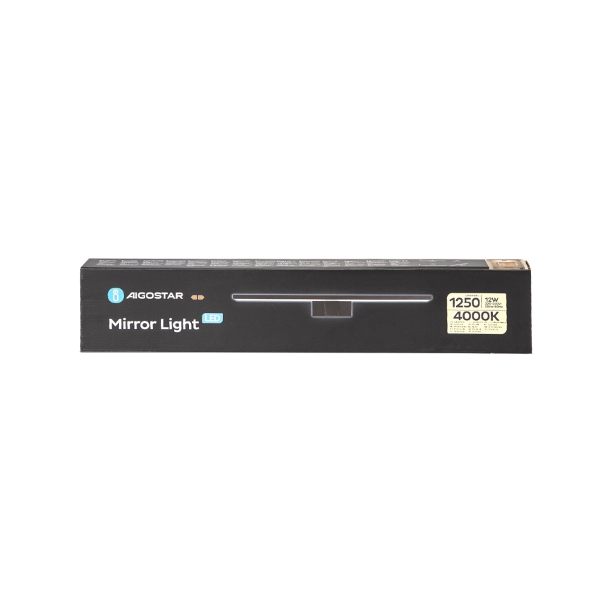 Aigostar - LED spejllampe til badeværelse LED/12W/230V 4000K 60 cm IP44 sort