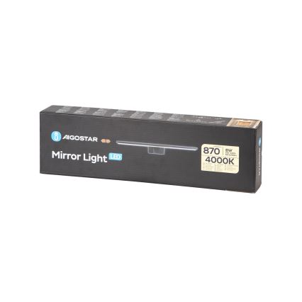 Aigostar - LED spejllampe til badeværelse LED/8W/230V 4000K 40 cm IP44 sort