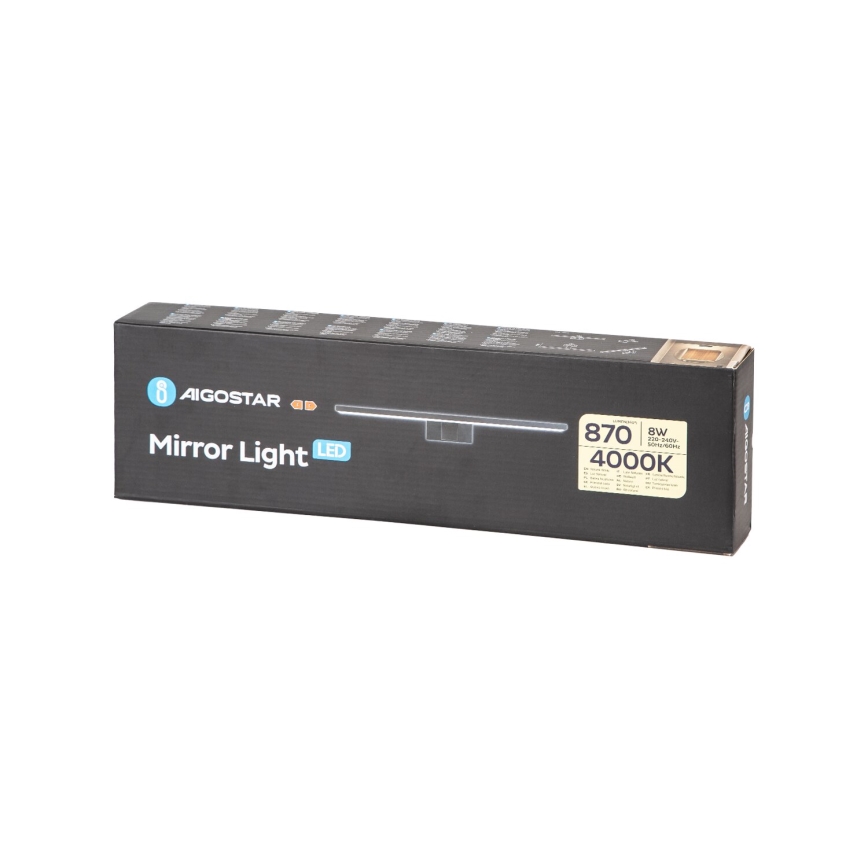 Aigostar - LED spejllampe til badeværelse LED/8W/230V 4000K 40 cm IP44 sort