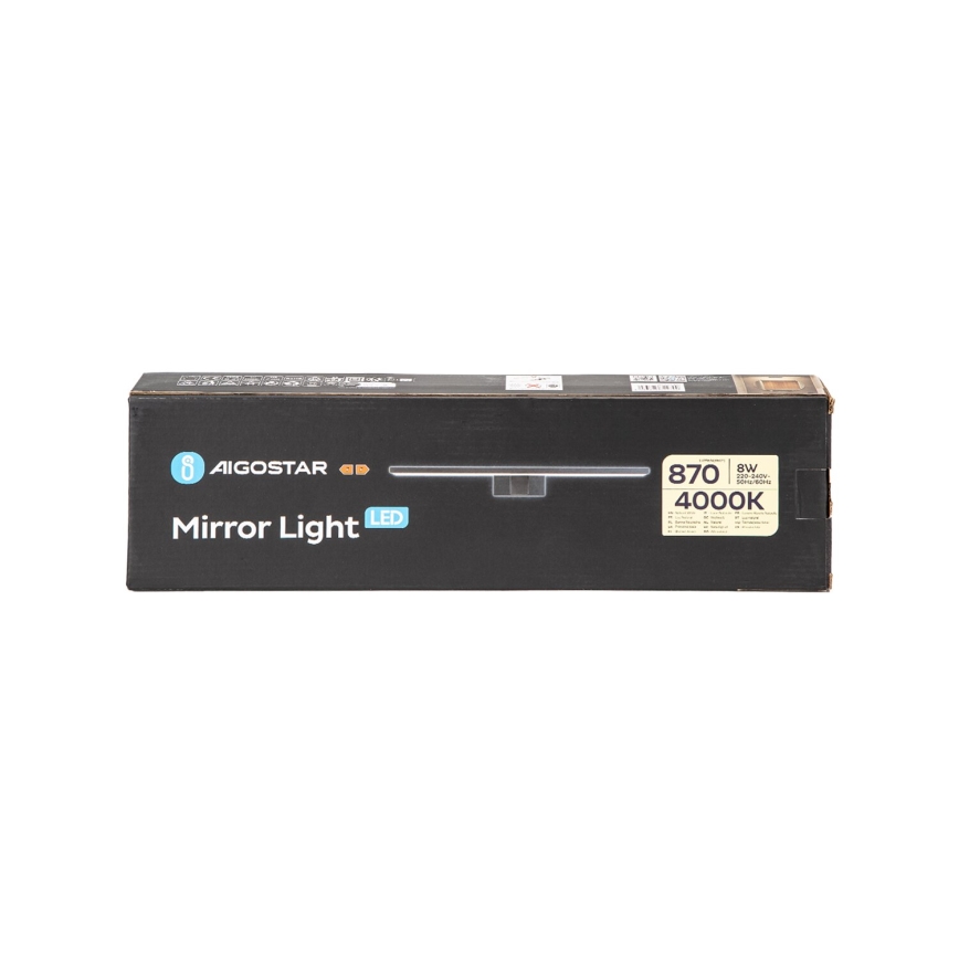 Aigostar - LED spejllampe til badeværelse LED/8W/230V 4000K 40 cm IP44 sort