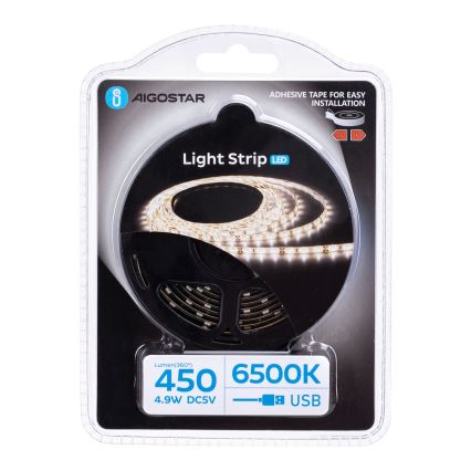 Aigostar - LED strip 2 m LED/4,9W/5V 6500K IP65 sort
