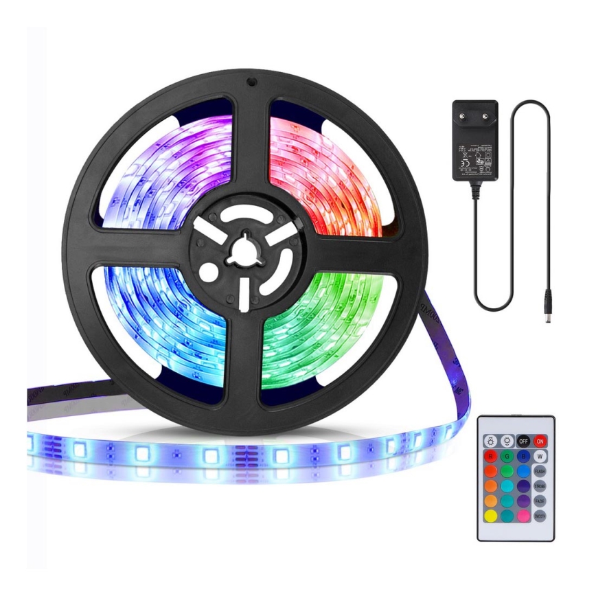 Aigostar - LED strip dæmpbar RGB-farver 3 m LED/24W/12/230V IP65 + fjernbetjening