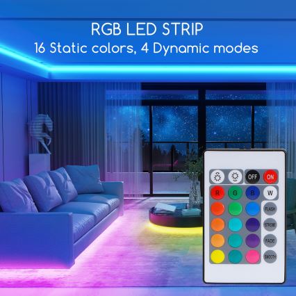 Aigostar - LED strip dæmpbar RGB-farver 3 m LED/24W/12/230V IP65 + fjernbetjening