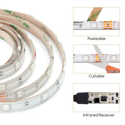 Aigostar - LED strip dæmpbar RGB-farver 3 m LED/24W/12/230V IP65 + fjernbetjening