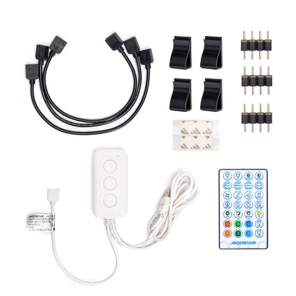 Aigostar - LED strip m. RGB-farver dæmpbart 4x0,5 m LED/4,5W/5V Wi-Fi + fjernbetjening