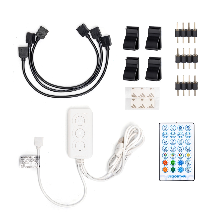Aigostar - LED strip m. RGB-farver dæmpbart 4x0,5 m LED/4,5W/5V Wi-Fi + fjernbetjening