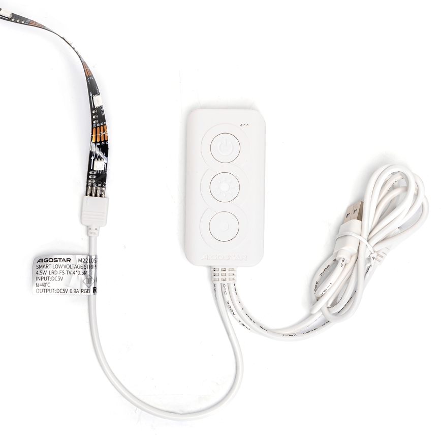 Aigostar - LED strip m. RGB-farver dæmpbart 4x0,5 m LED/4,5W/5V Wi-Fi + fjernbetjening