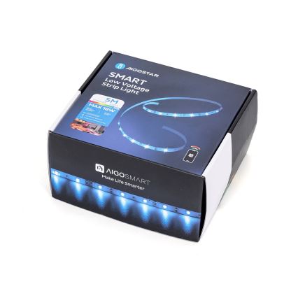 Aigostar - LED strip m. RGBW-farver dæmpbar LED/18W/12V 2x5 m Wi-Fi