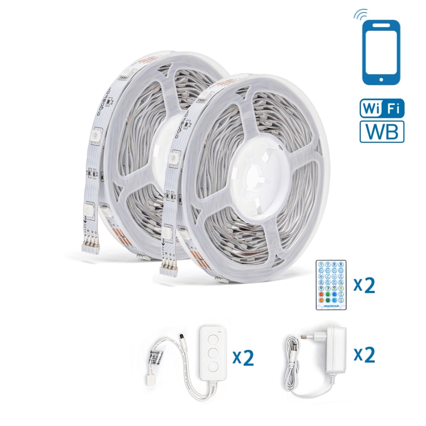 Aigostar - LED strip m. RGBW-farver dæmpbar LED/18W/12V 2x5 m Wi-Fi