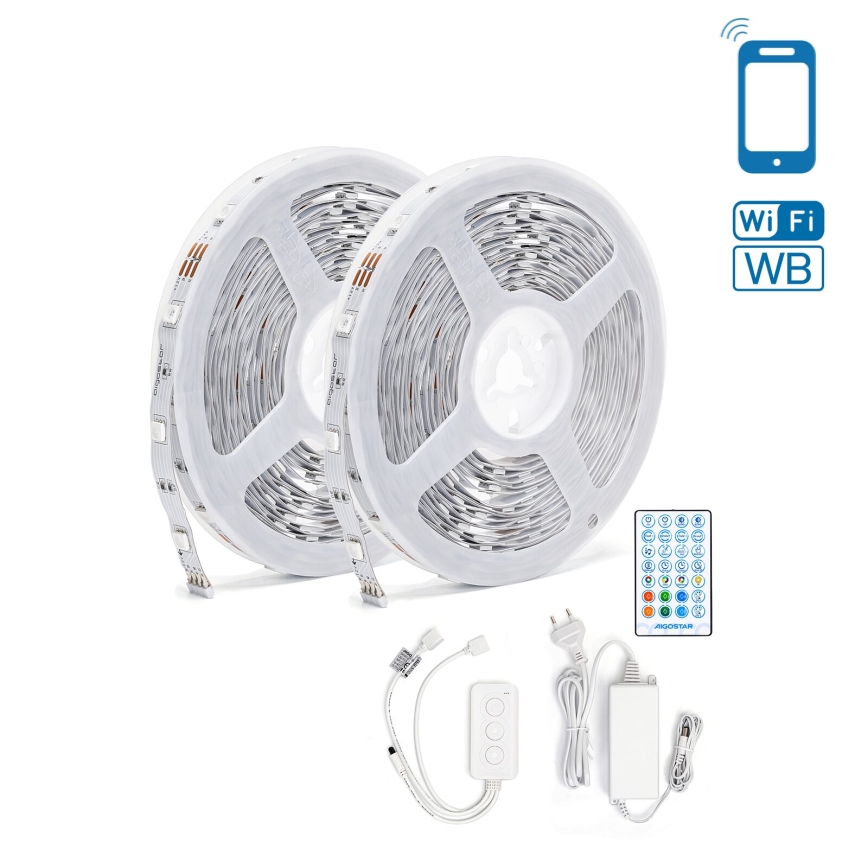Aigostar - LED strip m. RGBW-farver dæmpbar LED/48W/12V 2x7,5 m Wi-Fi