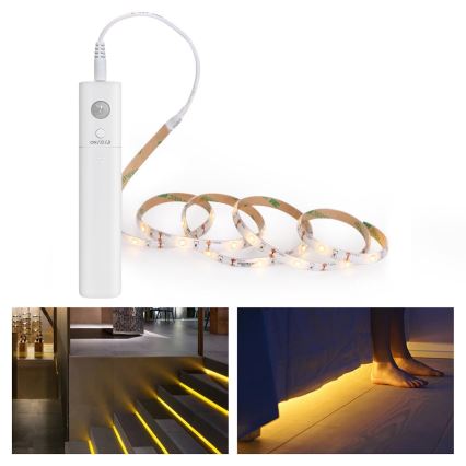 Aigostar - LED strip med sensor dæmpbar 1 m LED/2W/4xAAA 3000K IP65