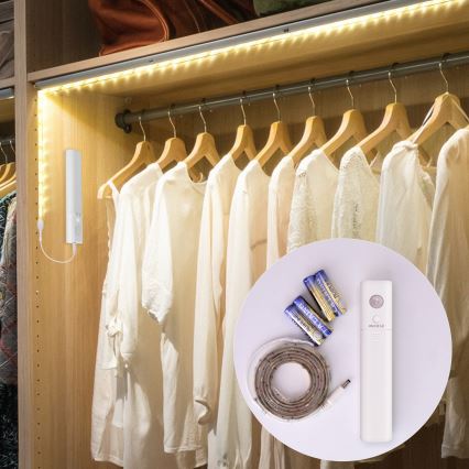 Aigostar - LED strip med sensor dæmpbar 1 m LED/2W/4xAAA 3000K IP65