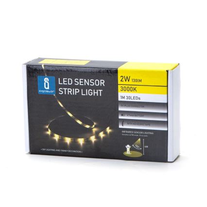 Aigostar - LED strip med sensor dæmpbar 1 m LED/2W/4xAAA 3000K IP65