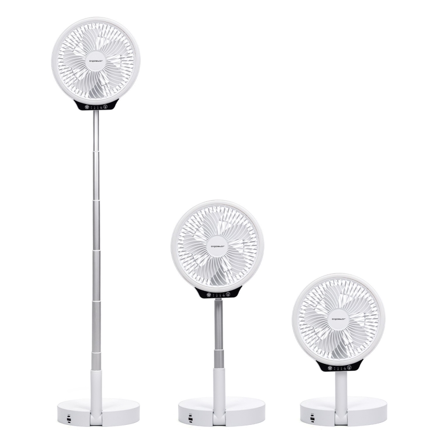 Aigostar - LED trådløs sammenklappelig ventilator med USB-port 6,5W/5V 8000 mAh