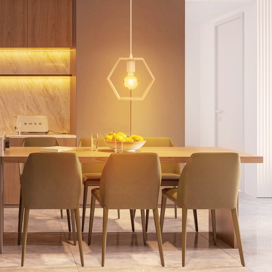 Aigostar - LED træpendel på wire 1xE27/9W/230V 2200K fyrretræ