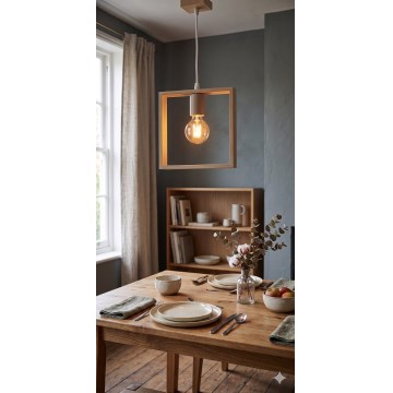 Aigostar - LED træpendel på wire 1xE27/9W/230V 2200K i fyrretræ