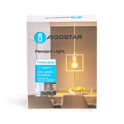 Aigostar - LED træpendel på wire 1xE27/9W/230V 2200K i fyrretræ