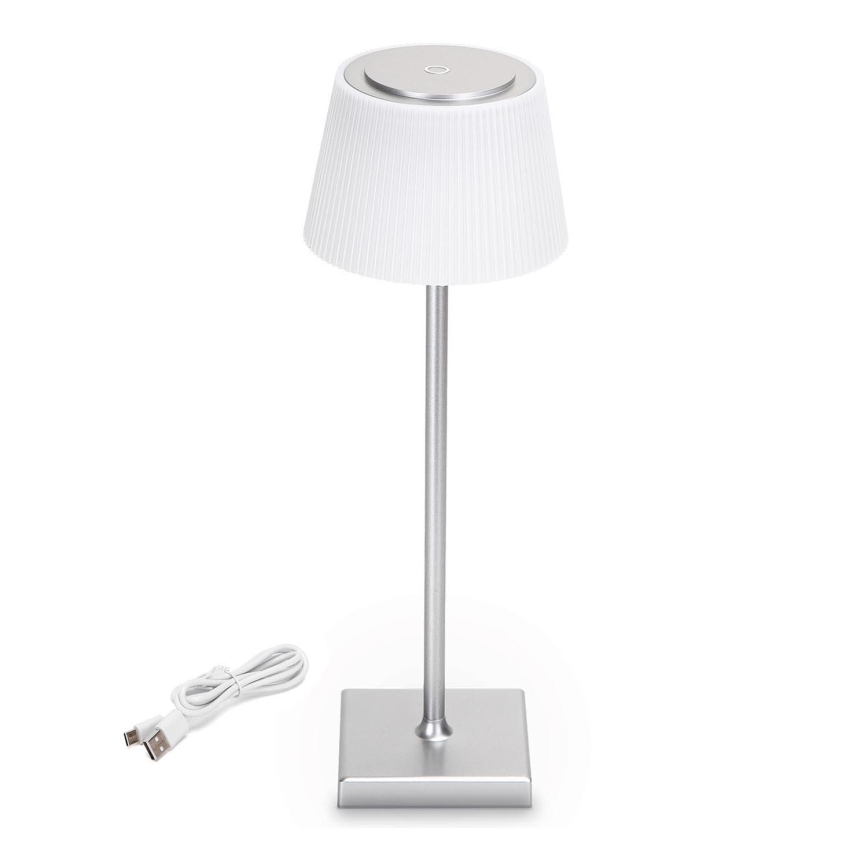 Aigostar - LED Udendørs bordlampe dæmpbar og genopladelig LED/4W/5V 3600mAh hvid/mat krom IP54
