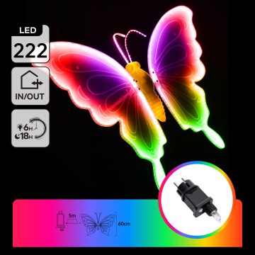 Aigostar - LED udendørs dekoration 222xLED/12W/230V 60 cm IP44 sommerfugl/flerfarvet