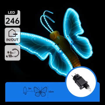 Aigostar - LED udendørs dekoration 246xLED/9W/230V 42 cm IP44 sommerfugl/blå