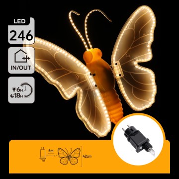Aigostar - LED udendørs dekoration 246xLED/9W/230V 42 cm IP44 sommerfugl/multifarvet