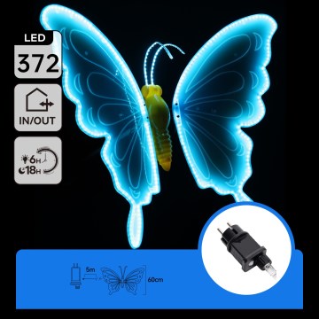 Aigostar - LED Udendørs dekoration 372xLED 60 cm IP44 sommerfugl/blå