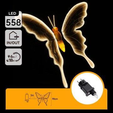 Aigostar - LED Udendørs dekoration 558xLED 90 cm IP44 sommerfugl/varm hvid