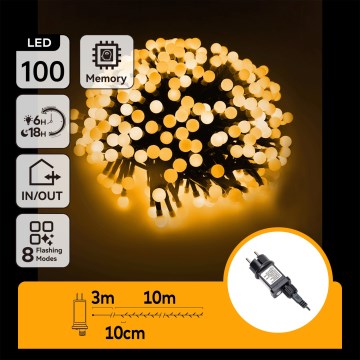 Aigostar - LED udendørs dekorationskæde 100xLED/8 funktioner 10 m IP44 varm hvid