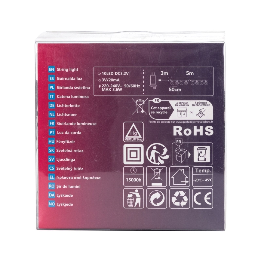 Aigostar - LED udendørs dekorationskæde 10xLED/8m IP44 kølig hvid