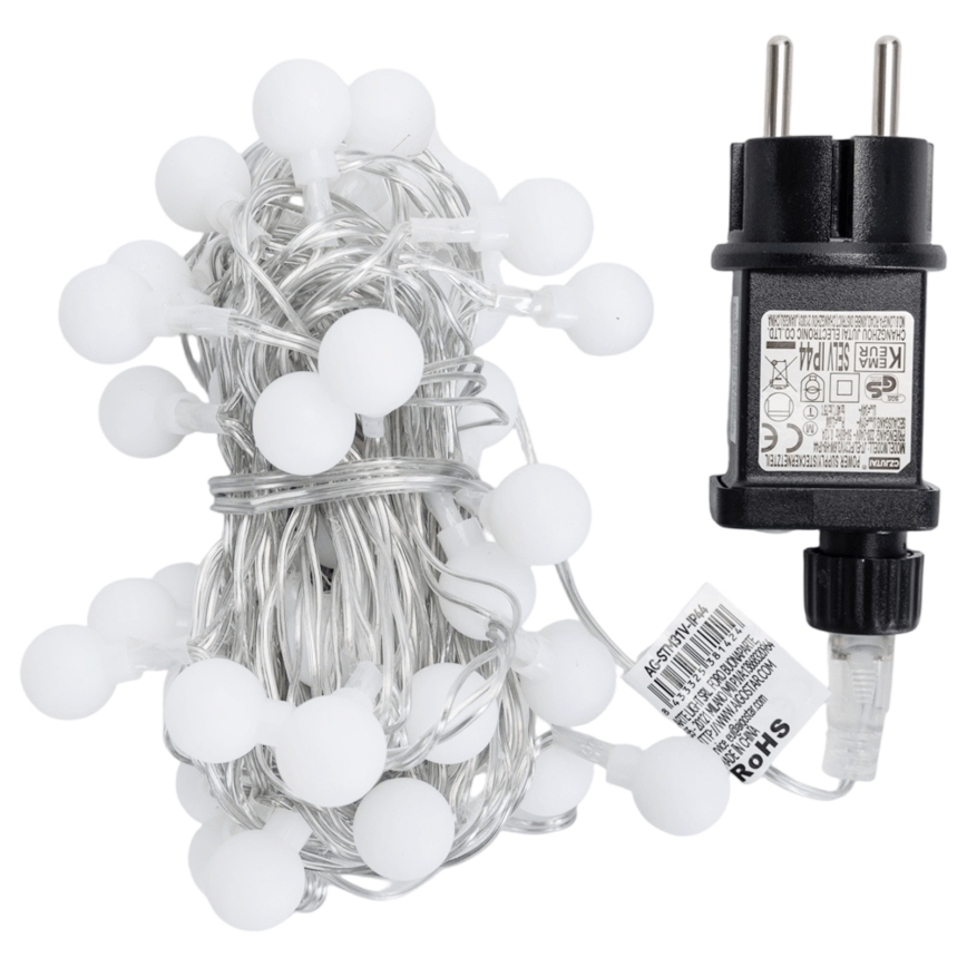 Aigostar - LED udendørs dekorationslyskæde, 50 LED/8 funktioner, 5 m, IP44, kold hvid