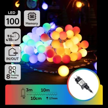 Aigostar - LED udendørs dekorationslyskæde 100xLED/8 funktioner 10m IP44 multifarvet