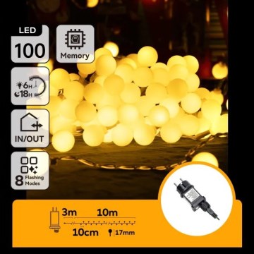 Aigostar - LED udendørs dekorationslyskæde 100xLED/8 funktioner 10m IP44 varmhvid