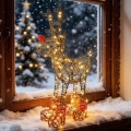 Aigostar - LED Udendørs juledekoration 140xLED/8 funktioner 0,6m IP44 varm hvid rensdyr