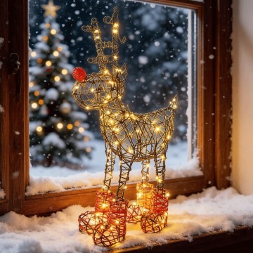 Aigostar - LED Udendørs juledekoration 140xLED/8 funktioner 0,6m IP44 varm hvid rensdyr