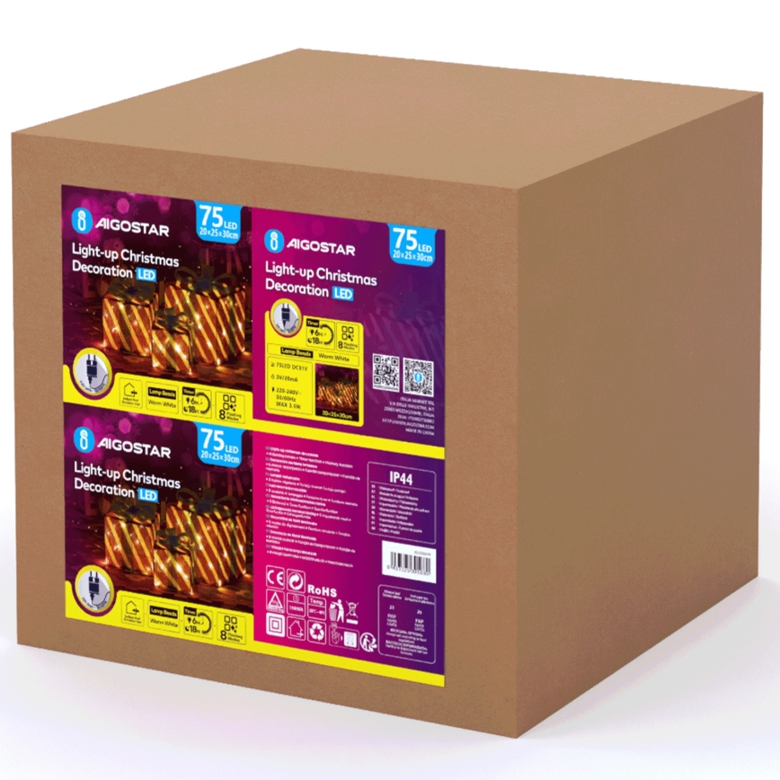 Aigostar- LED udendørs juledekoration 3,6W/31/230V 2700K 20/25/30cm IP44 gaver