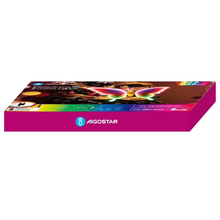 Aigostar - LED udendørs dekoration 222xLED/12W/230V 60 cm IP44 sommerfugl/flerfarvet