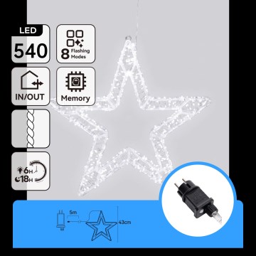 Aigostar - LED udendørs juledekoration 540xLED/6W/230V 43 cm IP44 kold hvid snefnug